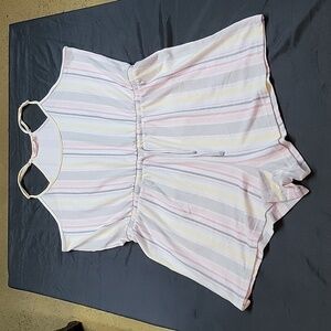 La Vie En Rose UltraSoft Striped Spaghetti Strap Romper Size XXL
